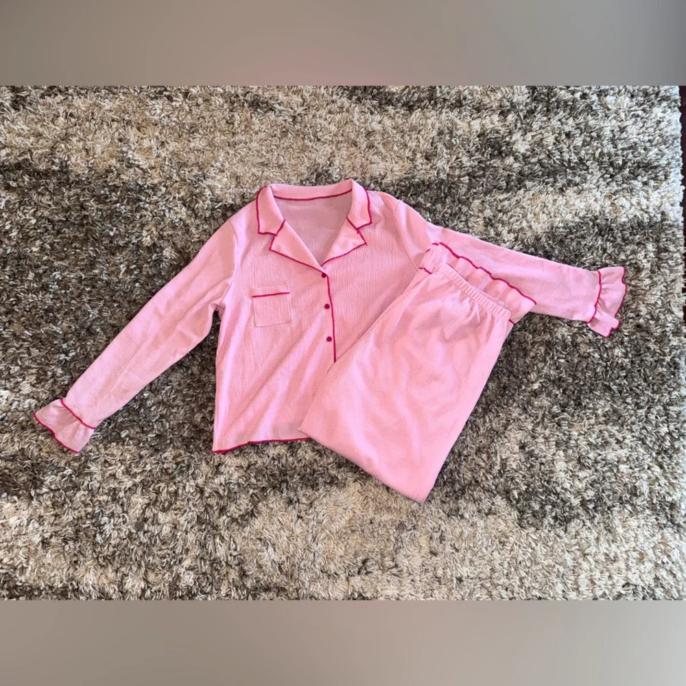 Pink Ruffle Pajama 2pc Set - Picture 5 of 9